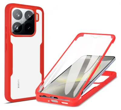 Produktbild von 360° Grad Hülle für Xiaomi 15 Handyhülle vollschutz Integriertem Displayschutz in Rot