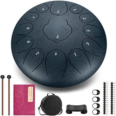 Produktbild von Famanu Steel Tongue Drum - 30 cm, 13 Töne in C-Dur, Dunkelblau