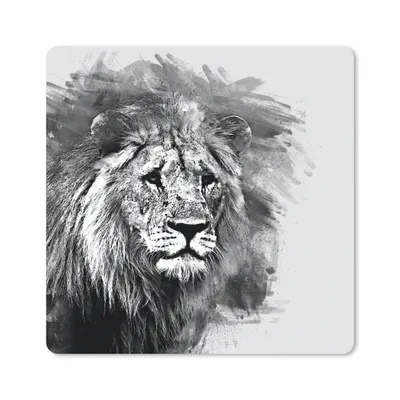 Produktbild von MuchoWow® Mauspad Mousepad Löwe - Schwarz - Weiß 30x30 cm - Mousepads - Maus Mat - Pad - Mausunterlage - Gaming