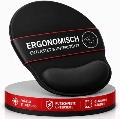 Zdjęcie produktu dla Ergonomiczna podkładka pod mysz z poduszką żelową, 23 x 26 cm, czarna, do biura