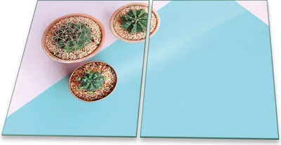 Produktbild von Herdabdeckplatten Spritzschutz Glas Universal 2teilig 2x40x52 Pflanzen Blau Deko