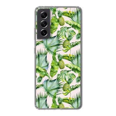 Produktbild von MuchoWow® Handyhülle Schutzhülle Hülle für Samsung Galaxy S21 FE Blätter - Ananas - Muster Silikon Softcase Handy Hülle - Mobiltelefonhülle
