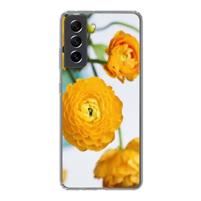 Produktbild von MuchoWow® Handyhülle Schutzhülle Hülle für Samsung Galaxy S21 FE Blumen - Draußen - Orange Silikon Softcase Handy Hülle - Mobiltelefonhülle