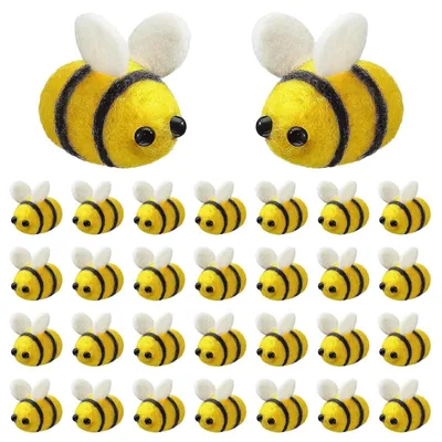Productafbeelding van Set van 70 Mini Bienen van Vilt voor Decoratie en Knutselen
