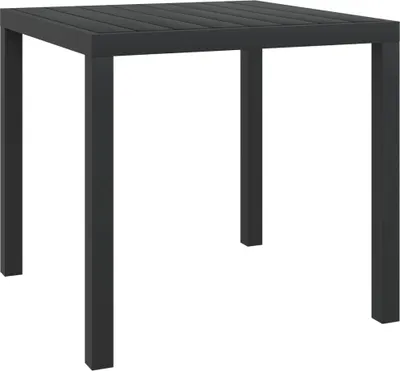 Image de The Living Store Table de jardin WPC Aluminium 80 x 80 x 74 cm Noir