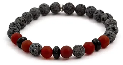 Produktbild von Perlenarmband aus Onyx, Lavastein und Karneol MINK65 - Lä nge: 19 cm