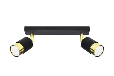 Obrázok produktu pre Stropné svietidlo NERO 2 čierne/zlaté 2xGU10 10W oceľ 18x5x30cm Sollux Lighting