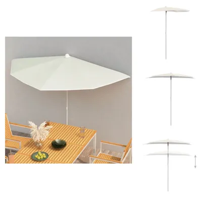 Zdjęcie produktu dla vidaXL Półparasol z drążkiem 180x90 cm kolor piaskowy - Parasole i parasole przeciwsłoneczne