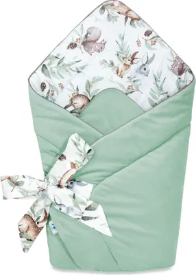 Obrázok produktu pre Detská deka Pepi Horn - 75×75 cm 100% bavlna - detská deka Swaddle Blanket Baby Nest - Velvet Green Groove