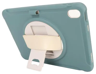Image de Étui rigide en PC pour tablette, découpes précises, dragonne, support à 360°, étui à 3 couches pour tablette iOS 10e génération 2022, vert