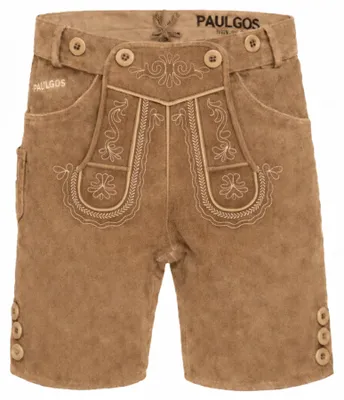 Produktbild von PAULGOS Herren Trachten Lederhose Kurz - HK2 - Echtes Leder - in 3 Farben erhältlich - Größe 44 - 60