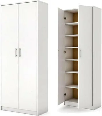 Produktbild von Mehrzweckschrank Kleiderschrank weiß Kommode Stauraumkommode Hochschrank 180cm