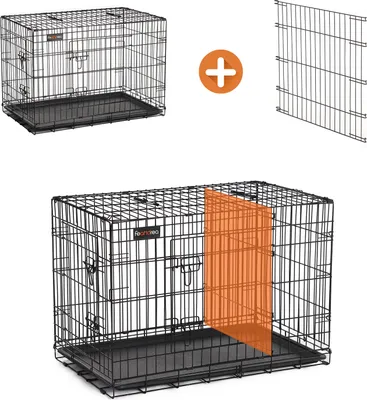 Produktbild von FEANDREA Hundekäfig Hundebox schwarz faltbar 92,5 x 57,5 x 64 cm zusammenklappbar 2 Türen PPD36BK