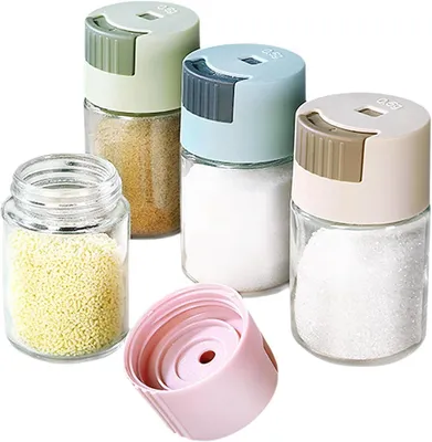 Produktbild von 4er Set Gewürzstreuer aus Glas | Präzise Dosierung 0,5g | Salz und Pfefferstreuer | Küche Camping Restaurant