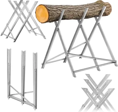 Image de Chevalet de sciage pliable pour bois de chauffage - Modèle P21470 K112 - Rangement peu encombrant - Pour couper du bois de chauffage