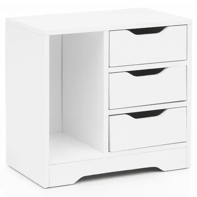 Image de Chevet WL5.708 49x50x30 cm Blanc Mat 3 tiroirs 1
