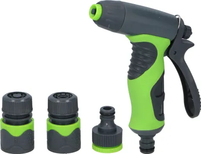 Produktbild von Set Spritzdüse mit Griff und Adapter für Wasserhahn 1/2" und Gartenschlauch, #543