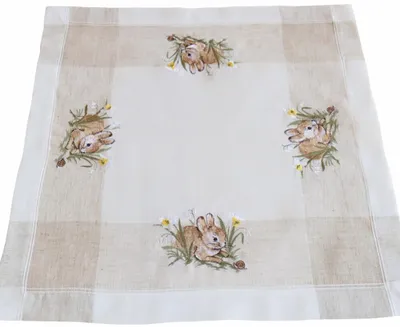 Produktbild von Tischdecke LENI Hasenstickerei für Ostern Polyester 60 x 60 cm