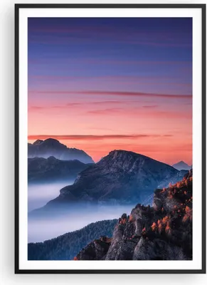 Produktbild von Gerahmtes Poster - Schwarzer Rahmen - Westen Sonne Berge - 70x100 cm - Wand Bild - Wanddeko - Wandbilder - Kunstposter - Wandposter - Bilderrahmen - Bilder - Kunstdruck - P2BPA70x100-4525