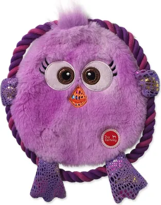 Image de Jouet DOG FANTASY Monsters plat Poulet violet bruissement avec corde 18 cm
