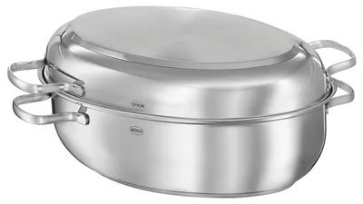 Zdjęcie produktu dla Rösle, brytfanna owalna PUREELEMENTS, ze stali nierdzewnej, z pokrywką ProCeraPlus, Pureelements, numer artykułu: 132133, kod produktu: 4068047002315