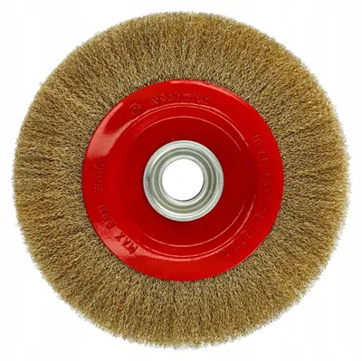 Produktbild von Schmith Scheibenbürste Messing gewellt 250mm 250 mm x 32 mm Drahtbürste Scheibenbürste für Winkelschleifer & Bohrmaschine zum Entrosten Reinigung Werkzeug
