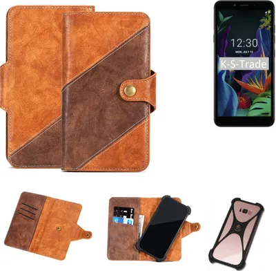 Produktbild von K-S-Trade Handyhülle Schutzhülle Bookstyle Case Wallet-Case kompatibel mit LG Electronics K20 Cover Klapphülle Kantenschutz Smartphone dunkelbraun