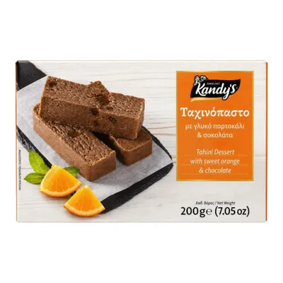 Kandylas Tahini Dessert Orange & Schokolade 200 g auf Weiß