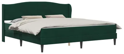 Produktbild von vidaXL Bettrahmen mit Kopfteil Dunkelgrün 200 x 200 cm Samt