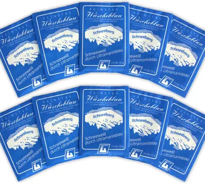 Produktbild von 10 x 10g Wäscheblau weiße Wäsche Gardinen Wäscheweiss Waschmittel 100g