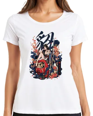 Productafbeelding van Mujihi na tamashii, Japans krijgerinnen shirt, Japan, Y2K, Onna-musha, dames T-shirt, wit, maat S