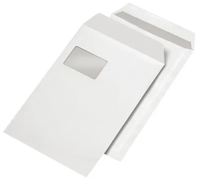 Productafbeelding van mayer-network 30005318 Versandtaschen C4, blickdicht, mit Fenster, haftklebend, 120 g/qm, weiß, 250 Stück