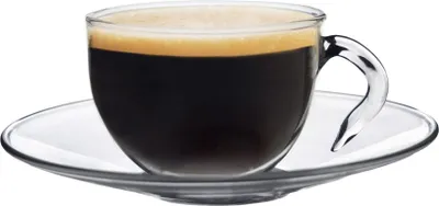 Produktbild von Espressotasse und Untertasse aus Glas, Set – 60 ml