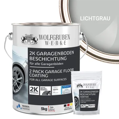 Produktbild von 2K Garagenbodenbeschichtung Garagenfarbe Garagenbodenfarbe Epoxidharz Bodenbeschichtung für Garage Werkstatt Keller - Lichtgrau l 5kg