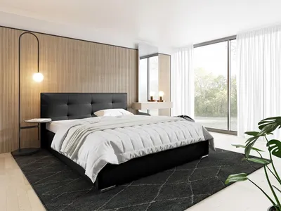 Obrázek produktu pro Čalouněná manželská postel 180x200 YADRA - černá