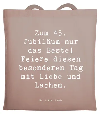 Produktbild von Mr. & Mrs. Panda dokumententasche Spruch 45. Geburtstag Feiern - Braun Pastell - Geschenk, Tote Bag, Inspiration, Lachen, Geschenke, Tasche, Uni, Happy Birthday, Alter