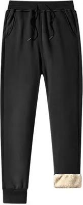 Image de ASKSA Hommes Hiver Jogging Chaud Avec Intérieur Polaire Pantalon Long Cordon Pantalon d'Entraînement Sweatpants Avec Poches