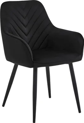 Image de Chaise de salle à manger, chaise de cuisine, chaise rembourrée, chaise de coiffeuse Fauteuil lounge en velours, supporte jusqu'à 110 kg, noir