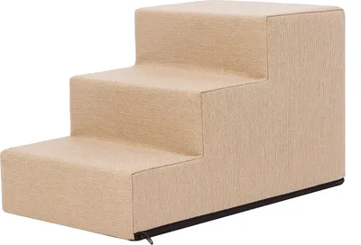 Obrázok produktu pre PillowPrim schodíky pre zvieratá pomôcka pri vstupe malé schodíky pre psov rampa pre mačky 3 schodíky malé béžové výška 30 cm
