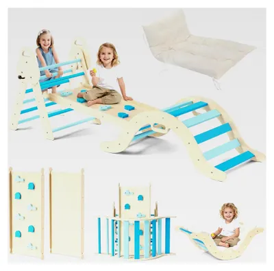 Produktbild von Klettergerüst für Kleinkinder, 7-in-1 Indoor Kletterdreieck, faltbares Kletterspielzeug für den Innenbereich, Montessori-Kletterset aus Holz mit Bogen, Rampe und Leiter, Indoor Spielplatz für 1-3 Jahre
