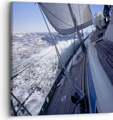 Produktbild von Bild auf Leinwand - Leinwandbild - Boot Ozean Reise Yacht - 40x40cm - Wand Bild - Wanddeko - Leinwanddruck - Bilder - Kunstdruck - Wanddekoration - Leinwand bilder - Wandkunst - AC40x40-0373
