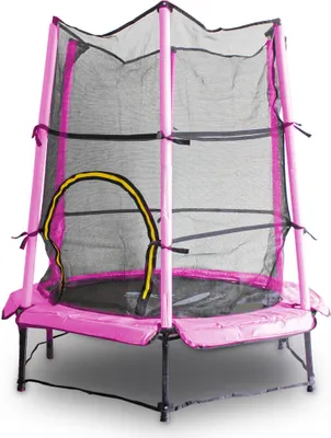 Produktbild von Trampolin-King 140cm Kindertrampolin für Indoor/Outdoor mit Sicherheitsnetz, Randabdeckung, Pink MS-17515