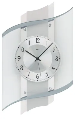 Produktbild von AMS. Funk-Wanduhr 5516, Holzgehäuse mit Aluminium-Veredelung, Mineralglas