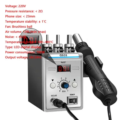 Produktbild von Lötstation mit Heißluftgebläse - C-858D - 700 W - 220 V - Doppelanzeige - Elektrischer Lötkolben - Schlafmodus