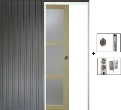 Image de Porte Coulissante bois Ayous Vitree H204 x L93 + Systeme aÂ  Galandage (sans kit finition)