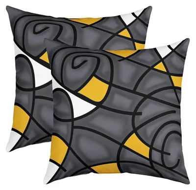 Obrázek produktu pro Dva povlaky na polštáře, 50x50 cm, geometrický vzor, žlutá, šedá, bílá, polyester
