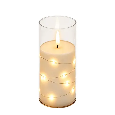 Produktbild von MasterLED LED Kerze 12,5 cm transparent mit Flammeneffekt 2000 K, 8 lm, 2x AA