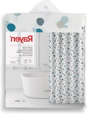 Produktbild von Wasserabweisendes Duschvorhang für die Badezimmer - Schnell trocknendes Polyester - Durchsichtig - 180 x 200 cm - Weiß mit blauen Punkten