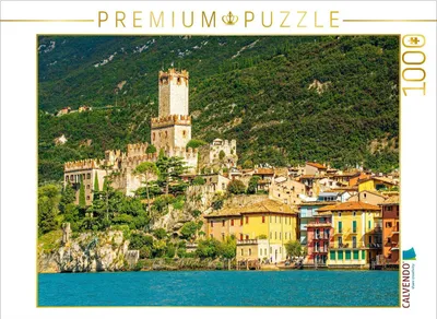 Produktbild von CALVENDO Puzzle Postkartenausblick auf Malcesine | 1000 Teile Lege-Größe 64x48cm Foto-Puzzle für glückliche Stunden