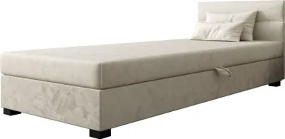 Produktbild von AURA SOFA  Boxspringbett TORIN 90x195 Komplett-Set mit Bonell Matratze, Polsterbett mit Bettkästen - Hellbeige, MONOLITH 02
